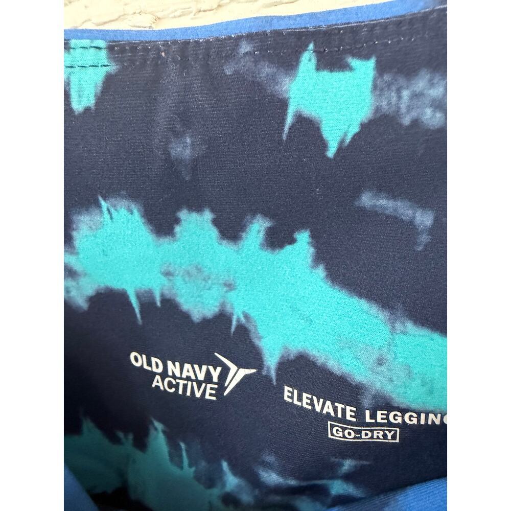 Old Navy Active Go-Dry Blue Tie Dye Leggings Size M High Rise Workout Pants - Picture 3 of 4
